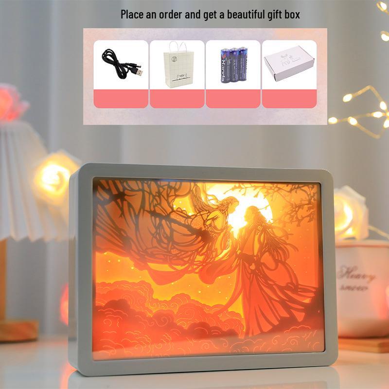 3D Paper Carving Night Light - Creative Shadow Lantern