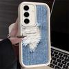 Handyhülle für Samsung Galaxy S26 S25 Ultra S24 FE Retro-Denim-Muster Schale S23 Plus S22 + S21 S20 5G Weiches Silikon Funda