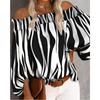 Summer and Autumn New Striped Sexy Fashion One-shoulder Chiffon Shirt Shirt Women