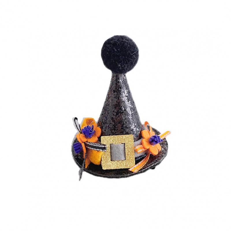 Halloween Wizard Veil Hair Clip with Bat and Pumpkin Headwear