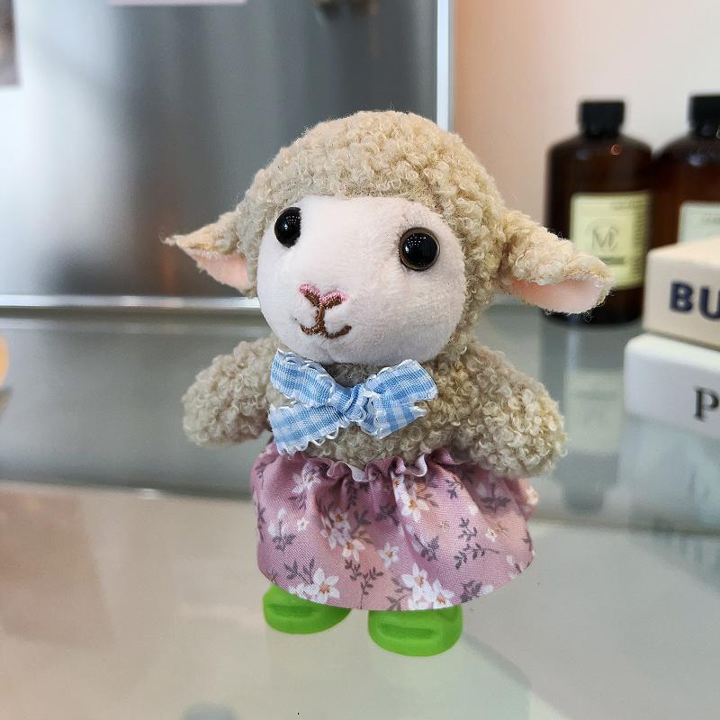 2027 Chinese Zodiac Lamb Plush Keychain Cute Floral Dress Sheep Stuffed Doll Portable Backpack Charm Gift