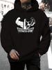 New 2025 Unisex Gym Letter Pattern Print Hoodie - Autumn And Winter Casual Knitted Fabric Pullover with Drawstring Hood, Regular Fit, 100%, Long Sleev