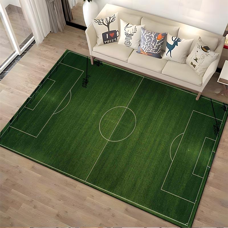 Soccer Field Pattern Area Rug in Green for Living Room Decor Suitable for use as an anti-slip for living room bedroom sofas