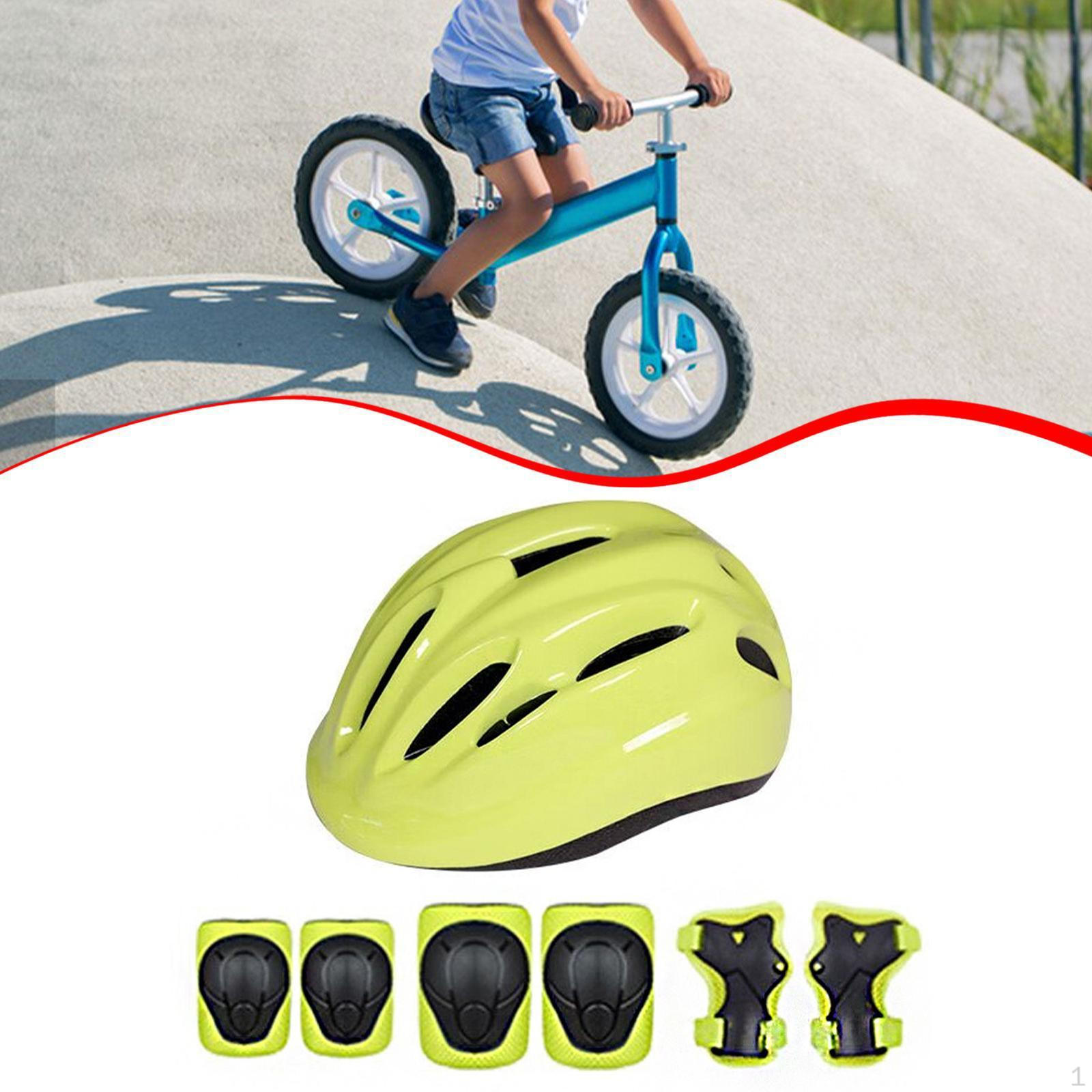 

Kids Bike Helmet Set with Knee Pads Elbow Wrist Guards for Roller Skate зелёный