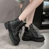 Autumn and Winter New Printed Thick-heeled Retro Short Boots Thick-soled Round Head Fleece Thickened Large-size Martin Boots