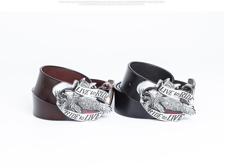 Men's Retro Cowhide Leather Belt with 3D Eagle Buckle - Fashionable and Stylish Trousers Accessory