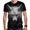 Summer Round Neck 3D Wolf Pattern Print Top Fashionable Casual Short Sleeved Men's T-shirts