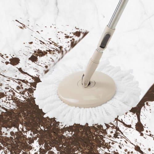 Eyliden Rotating Mop, Tornado Mop, Spin Mop, Floor Mop, Floor Wiper, Elevating Rotating Mop, Round Shape, 107-129cm, 2 Pads, Microfiber, One-Hand Oper