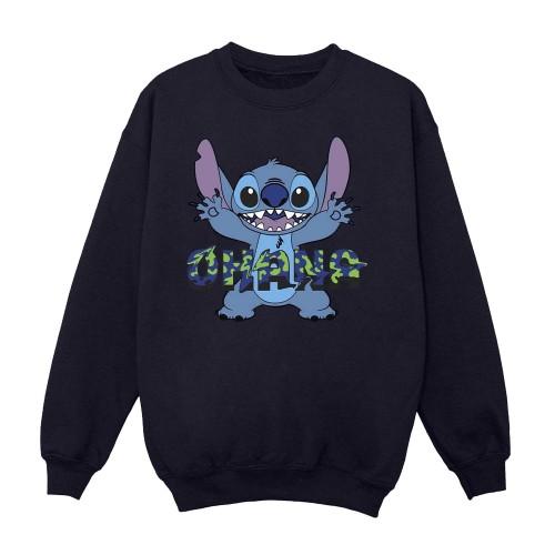 Disney Womens/Ladies Lilo And Stitch Ohana Blue Glitch Sweatshirt