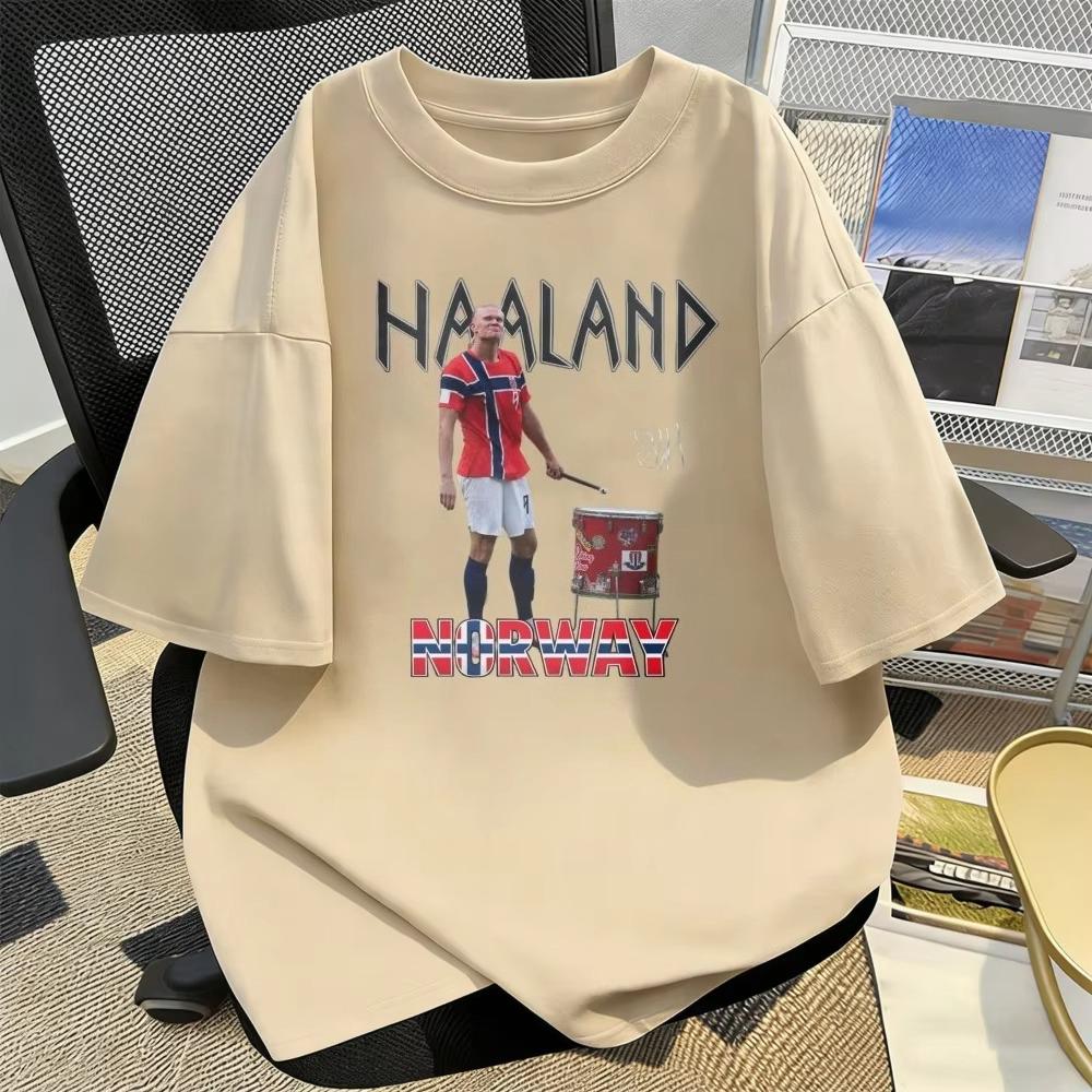 Erling Haaland Norvegia Maglietta Vintage Uomo e Donna Abbigliamento Estivo Moda Alta Qualità Manica Corta Top Streetwear