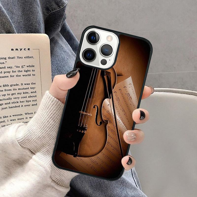 Violin and Musical Note Phone Case for iPhone 17 Air 16 16e 15 Plus for Apple 13 11 12 14 Pro Max Cover coque Shell