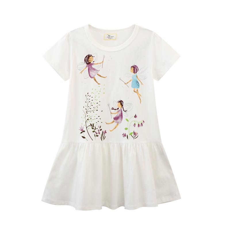 2024 European Summer Cartoon Print Short Sleeve Girls' Princess Dress