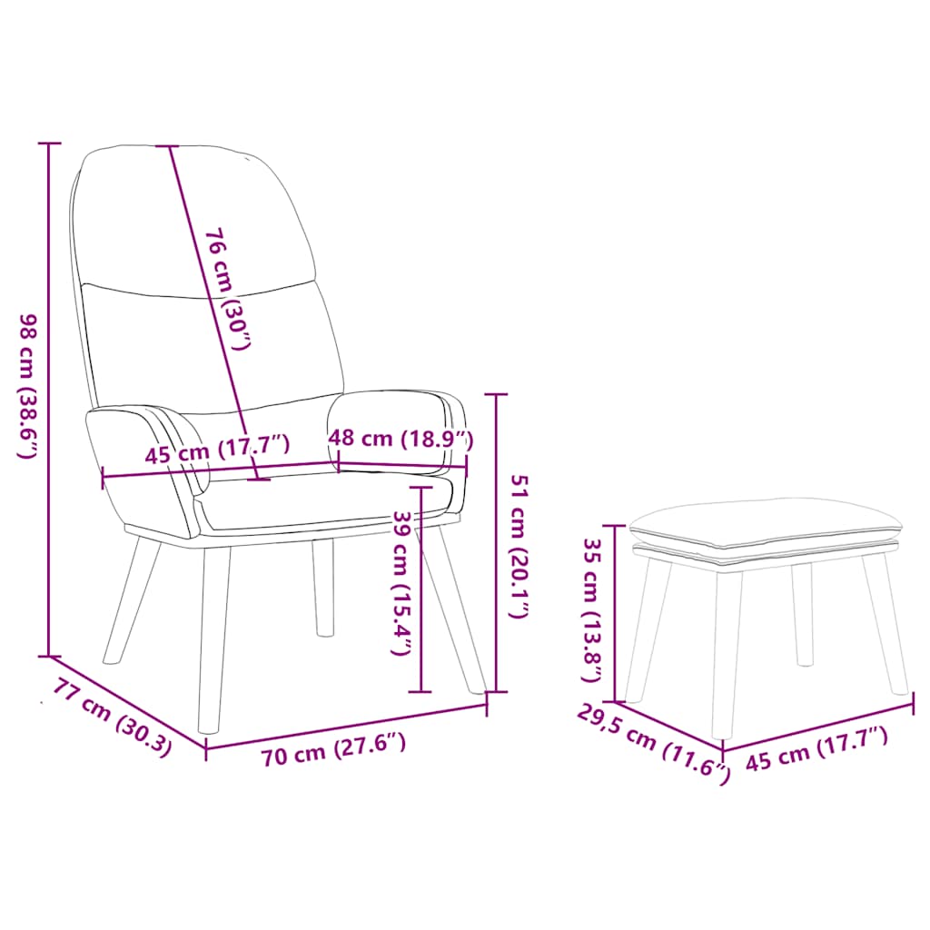 Relax Armchair with Footstool Light Grey Velvet