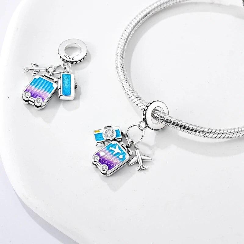 100 %925 Silver Funny Playable Charms Beads Smart Watch Tarot Bike Travel Dangle Fit Original New Bracelet Diy Jewelry