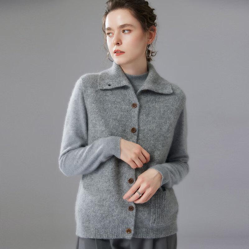 Fanzhen Women's Cashmere Silk Blend Lapel Vest Cardigan