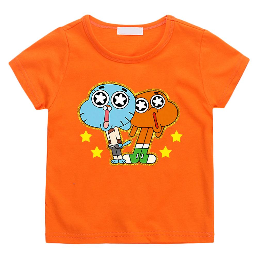 Die wunderbar seltsame Welt von Gumball Sommer Cartoon 100% Baumwolle Druck Cartoon Kurzarm Kinder T-Shirt Animationskostüme