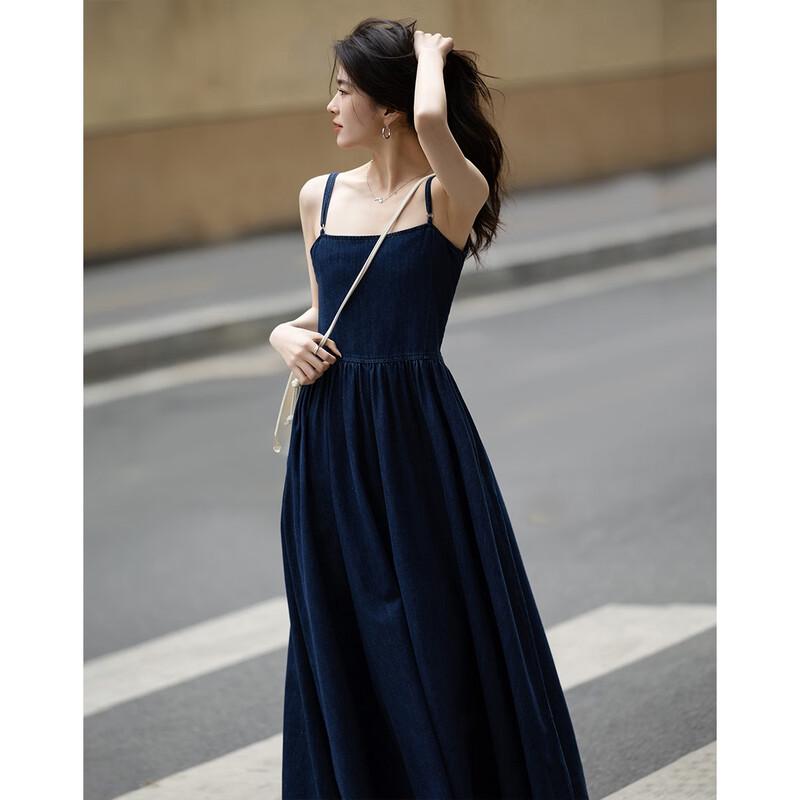 Demana Vintage Denim A-Line Adjustable Strap Dress