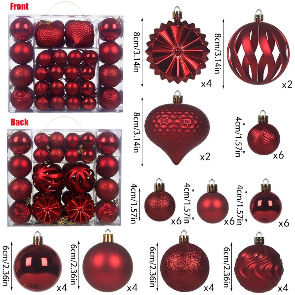 48PCS High-quality Plastic Christmas Ball Set 4/6/8cm Suspensable Christmas Tree Balls Solid Color Xmas Ornament Ball Party
