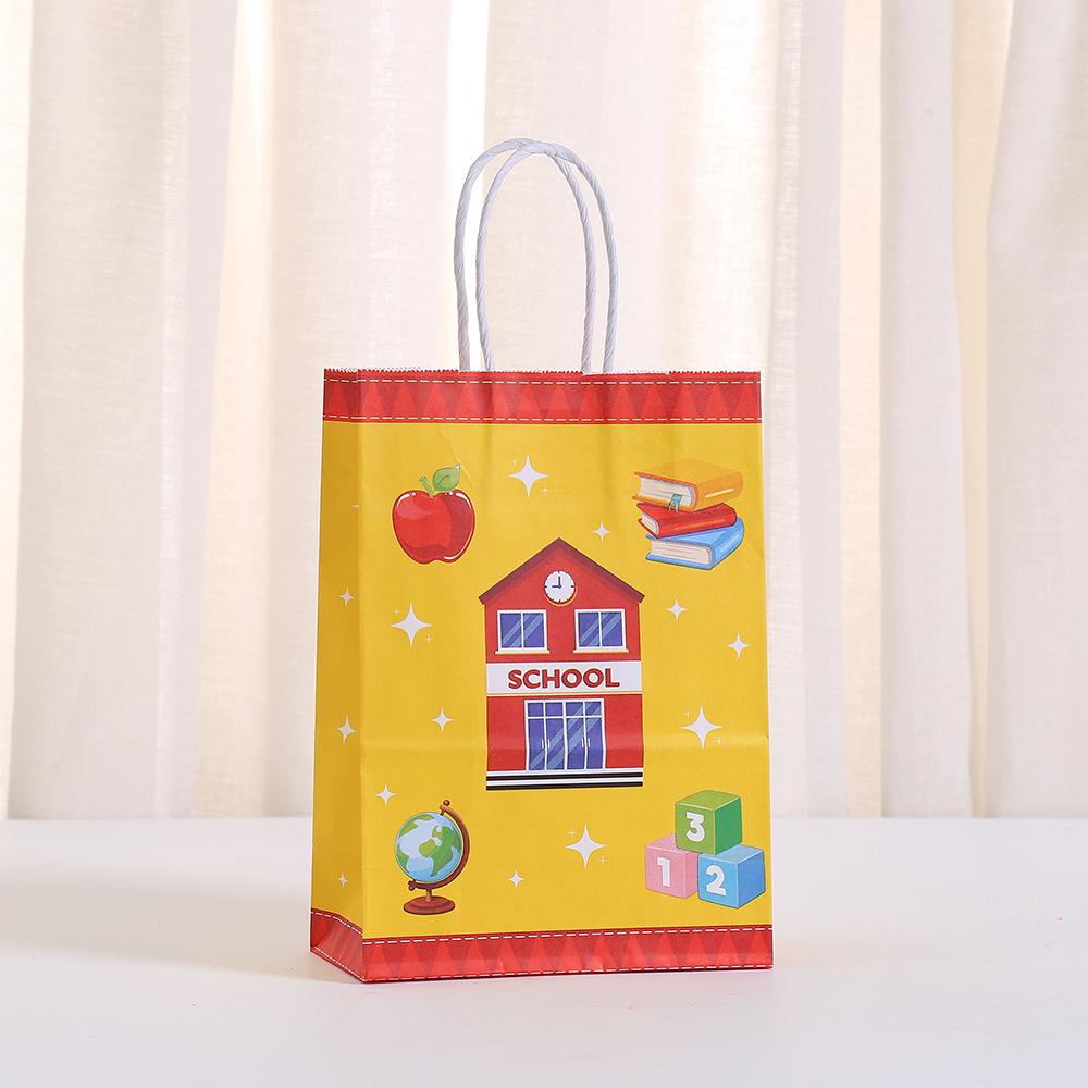 StoBag back to school gift wrapping bags colorful kids school theme paper tote bags personalized packaging for birthday treat