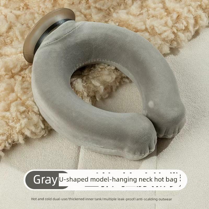 Hanging Neck U-Shaped Hot Water Bag, Water-Filled Warm Water Bag, Specialized Hot Compress Bag for Cervical Spine, Thickened Neck Protection Hot