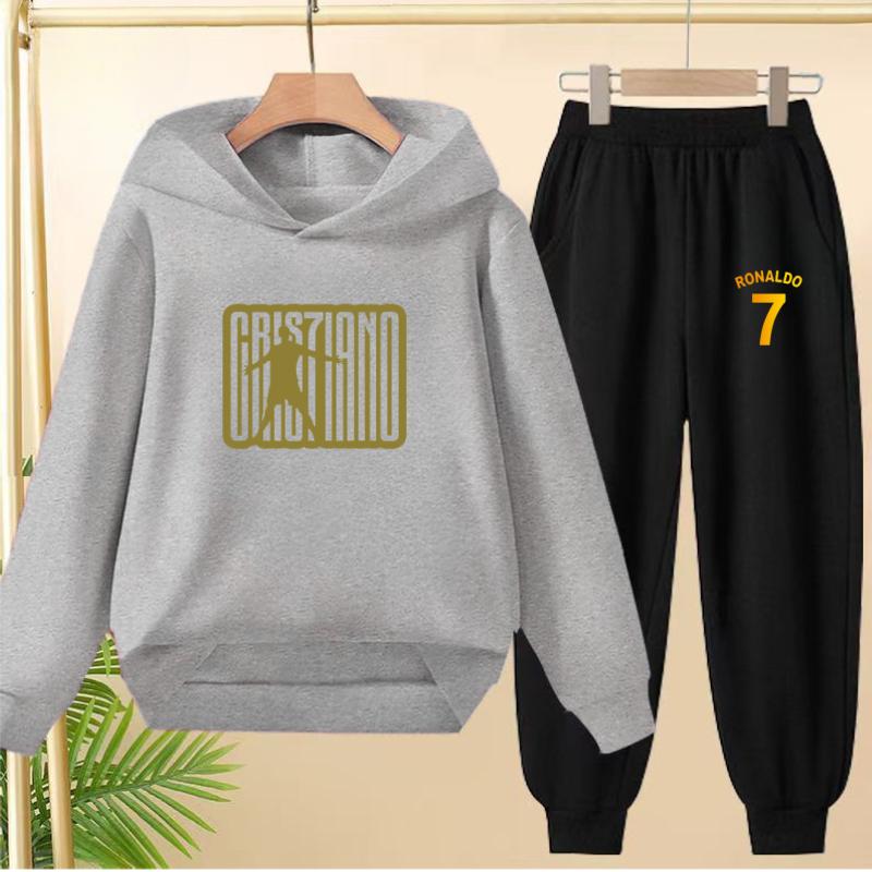 Student Uniform Hooded Sweatshirt + Long Pants Set. Children's Sportswear, Loose Suits for Boys and Girls Aged 3 to 13