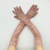 Long Glitter Elastic Fingerless Gloves Sparkly Sequin Performance Party Holiday Stage Costume Accessory Gloves