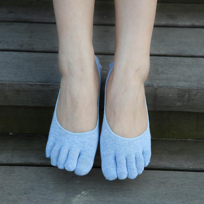 Summer New Women's Low-Cut Cotton Five-Toe Socks with Non-Slip Silicone