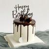 10/20Pcs Gold Black Happy Birthday Cake Topper DIY Acrylic Letter Simple Design Kids Birthday Party Dessert Decoration Supplies