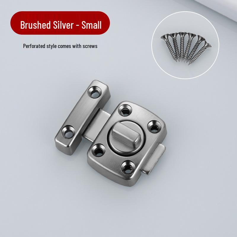 Anti-Theft Zinc Alloy Door Lock: Hole-Free Sliding Door Bolt, Left/Right Rotation, Thickened Security Buckle.