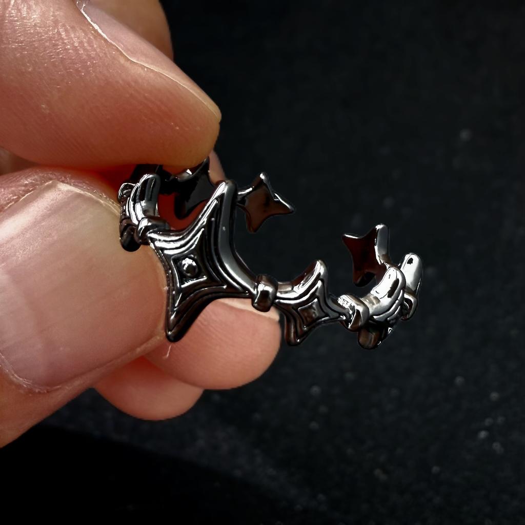 Retro Twinkle Stars Adjustable Open Ring For Women Silver-plated Copper Gothic Punk Edgy  Trendy Accessories Gift for Her
