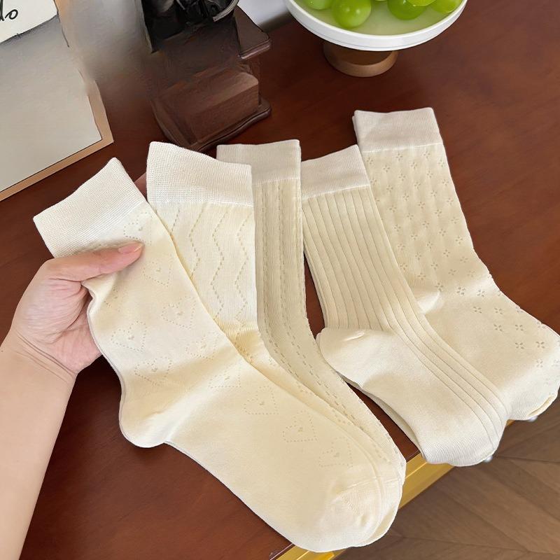 Hollowed-out Mesh Women's Summer Thin College-style Breathable, Deodorizing, Sweat-absorbing and Antibacterial Mid-calf Long Socks