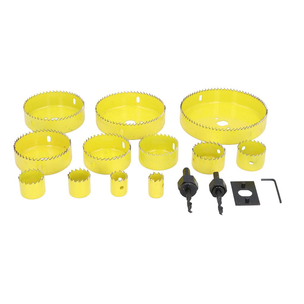 16PCS Set Hole Saw Kit Yellow 19?127mm Electricians Hole Saw Kit for PVC Board Plastic