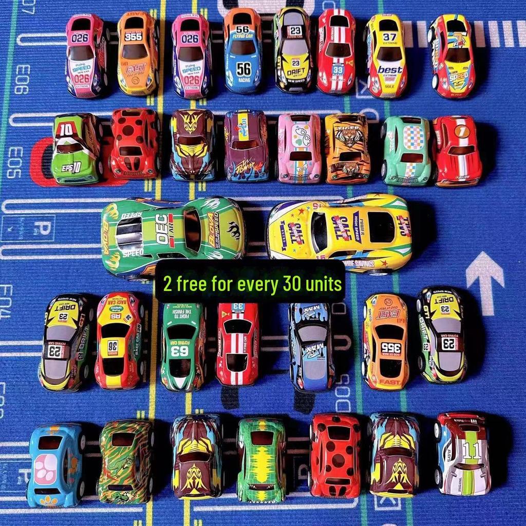 Metal Car Storage Barrel with Pull-back Action, Iron Green Toy Car In Mini Children's Box.