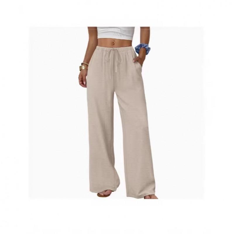 2026 Womens Wide Leg Pants With Drawstring Waist Pockets Loose Fit Comfortable Casual Trousers