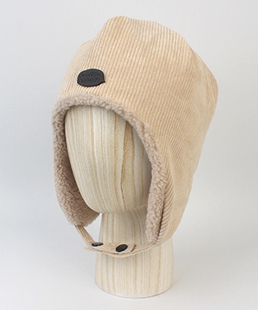 Gentle Corduroy Beige Earflap Cap
