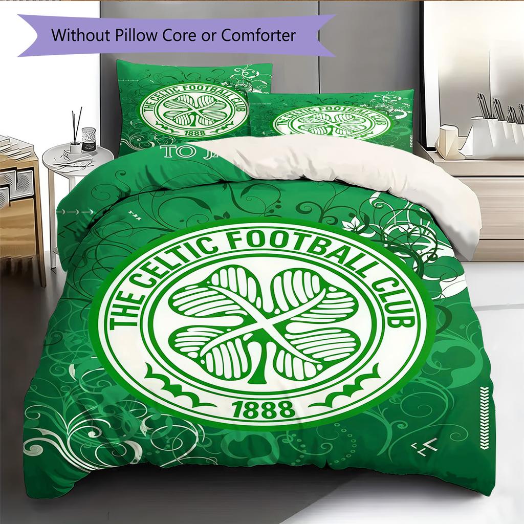 Ensemble de couette Celtic Football Club Housse de couette Taie d'oreiller Décoration de maison Cadeau d'anniversaire (1 housse de couette + 2 taies d'oreiller, sans garniture.)