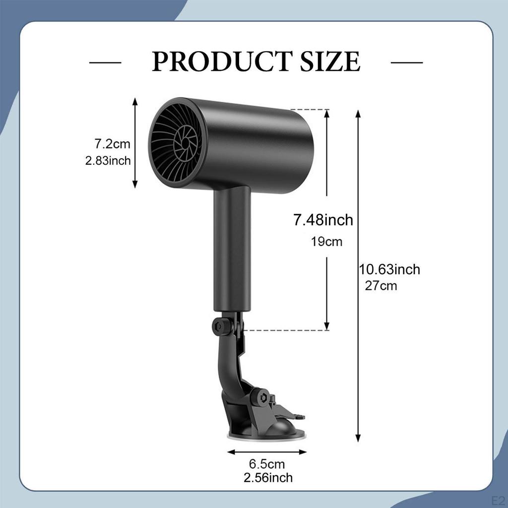 Car Heater Handheld,12V Lightweight Practical Sturdy Heating Suction Cup Base Windscreen Defogger