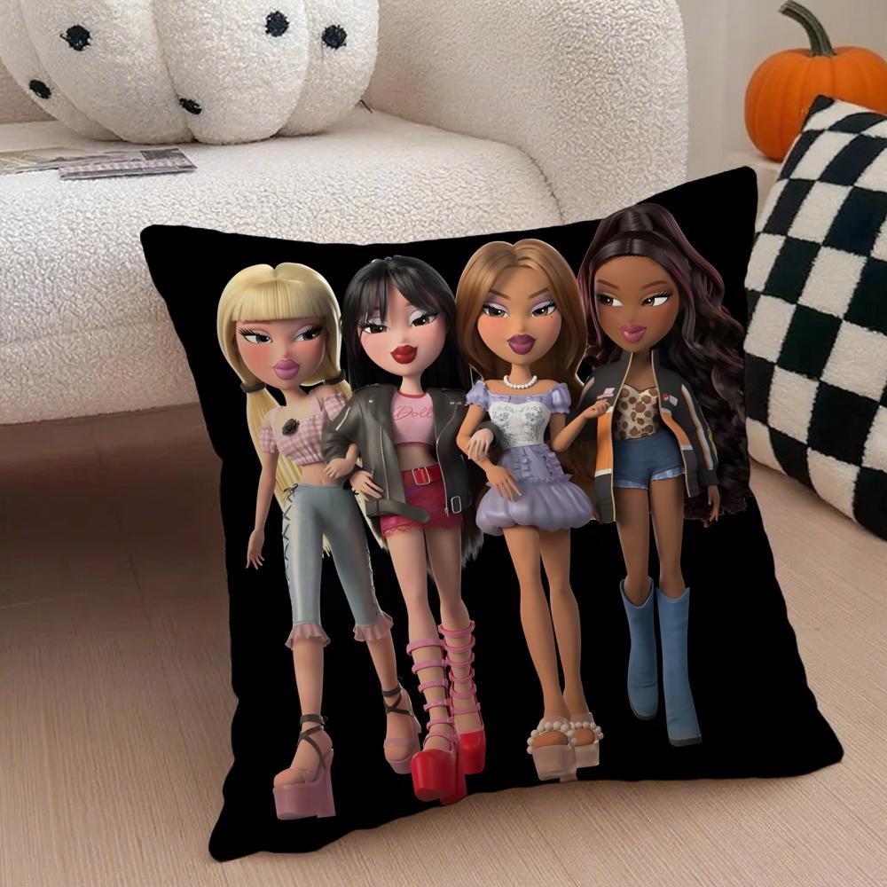 Stylish American Fashion Doll BBratz Cushion Cover Throw Pillow Cover Hidden Button Durable Polyester Chair Cushion