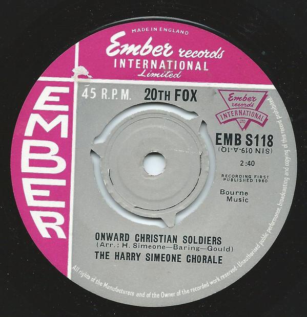 

7inch Record HARRY SIMEONE CHORALE - Onward Christian Soldiers EMBS118 Ember Records 1960 UK Pop Used