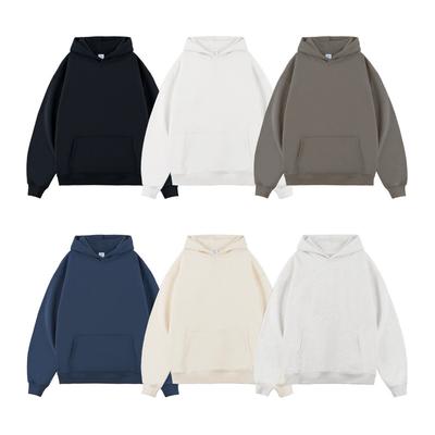 Autumn and Winter Solid Color Blank Plus Velvet Thickened 450g Hooded Sweatshirt Men Heavy Hoodie Men's Clothes