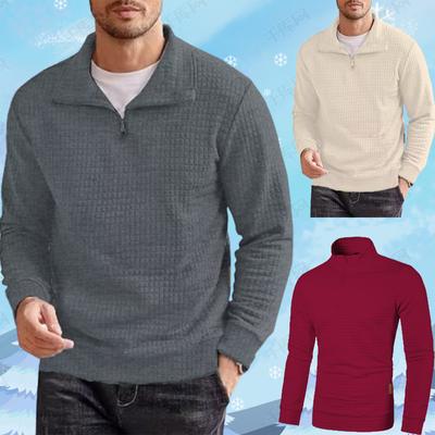 Erkek Sokak Giyim Erkek Dik Yaka Sweatshirtler Yarım Fermuarlı Sonbahar Kış Yaka Eşofman Takımı Erkek Büyük Spor Düz Renk Dış Mekan Ceket Mont Yasheng