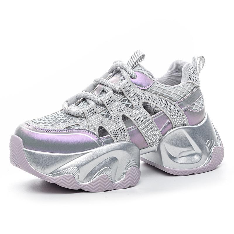 Rhinestone gypsy sports platform dad shoes women's summer new fashion mesh breathability increases