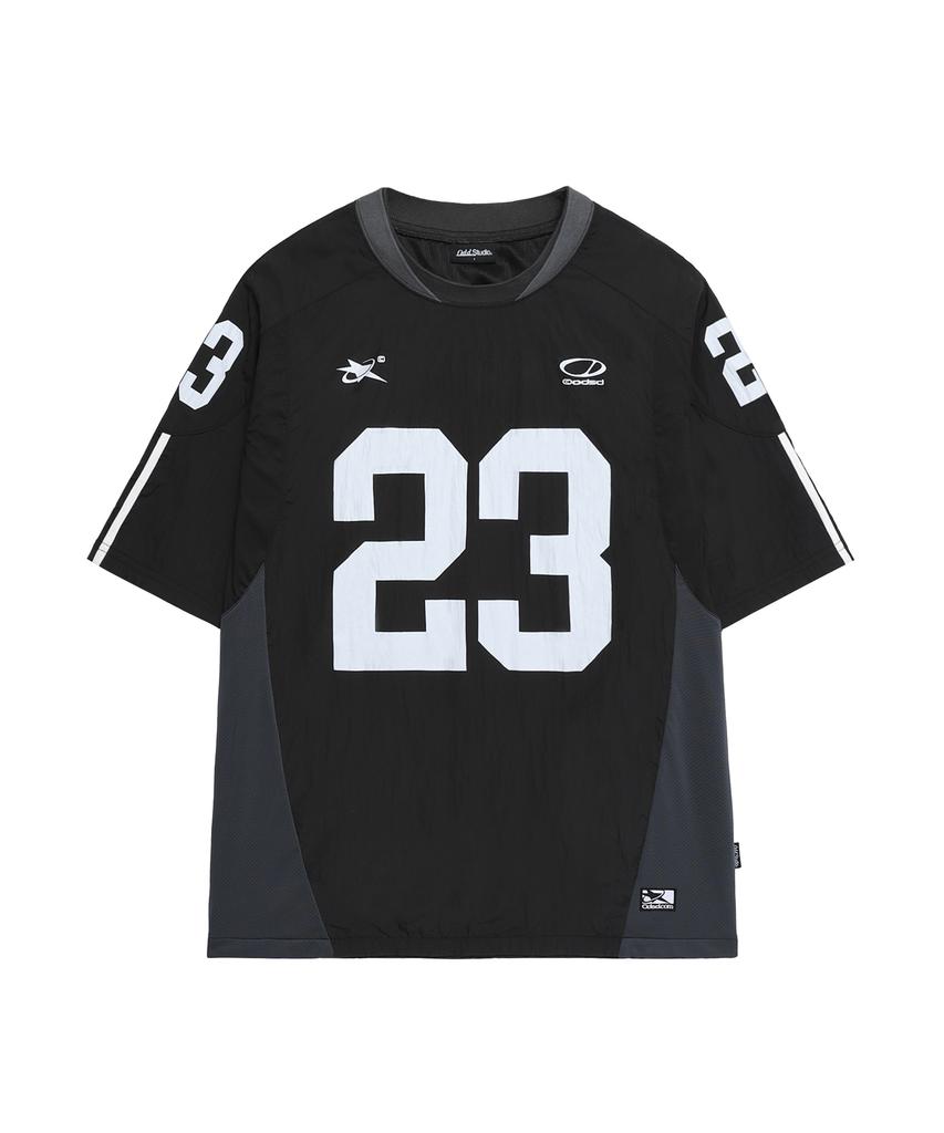 ODDSTUDIO Sporty Nylon Football Oversized T-Shirt - Black