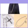 Cross Pattern Chain Waist Belt With Skull Pendant For Street Style Men Women
