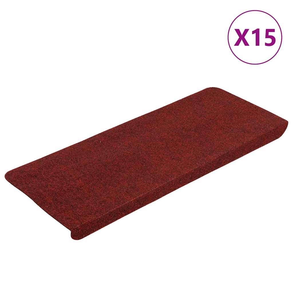 Adhesive Stair Mats 15 pcs 65 x 24.5 x 3.5 cm Red