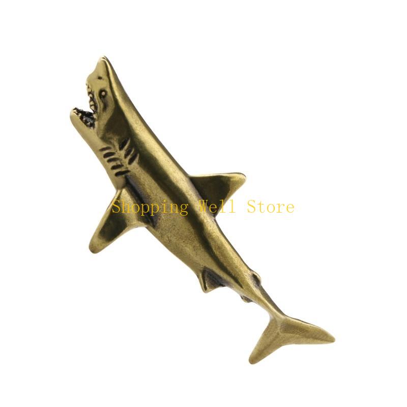 KX4B Handmade Shark Figurine Brass Fish Sculpture for Distinctive Interior Designs and Gift Purposes Delicate and Stands Out