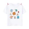 Space Planet Astronaut Cartoon Pattern Summer Children's T-shirt Short Sleeved Round Neck Top Children's Boys and Girls Clothing
