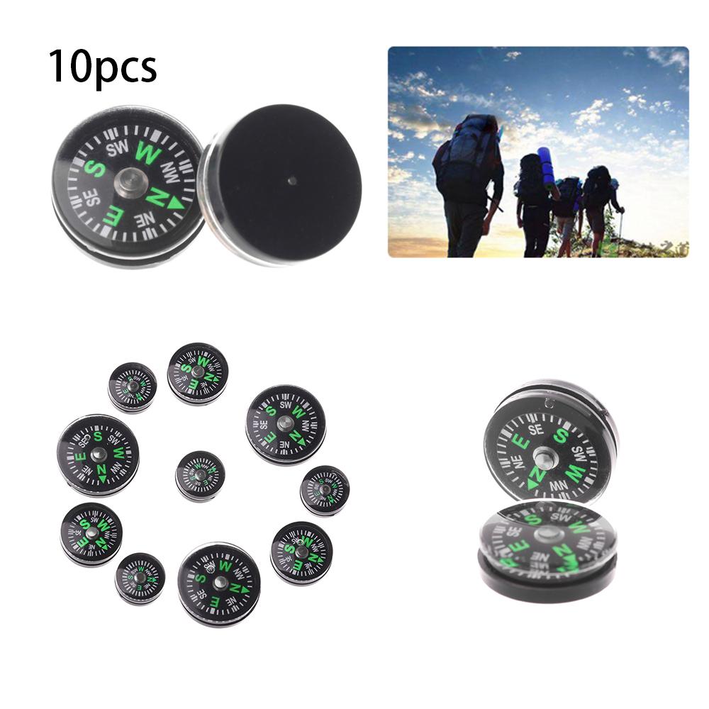 10pcs High Quality Button Design Survival Compasses Camping Hiking Tool Accurate Compass Outdoora Practical Guider
