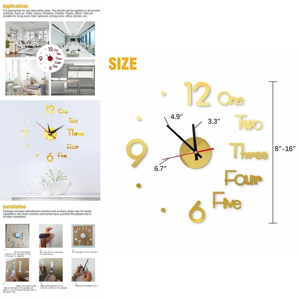Elegant Large Wall Clock With 3d Stickers And Roman Numerals For Home Decor