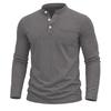 Men S Vintage Washed Long Sleeve Stand Collar Henley Shirt